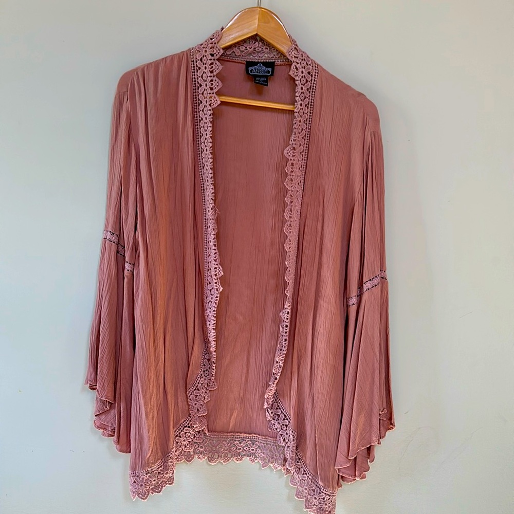 Pink Boho long sleeve cardigan from Angie size L